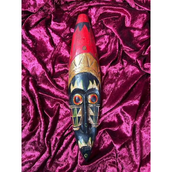 The Cat Vintage Other - Vintage Home Decor - Decorative Wall Hanging Mask - African - 13”